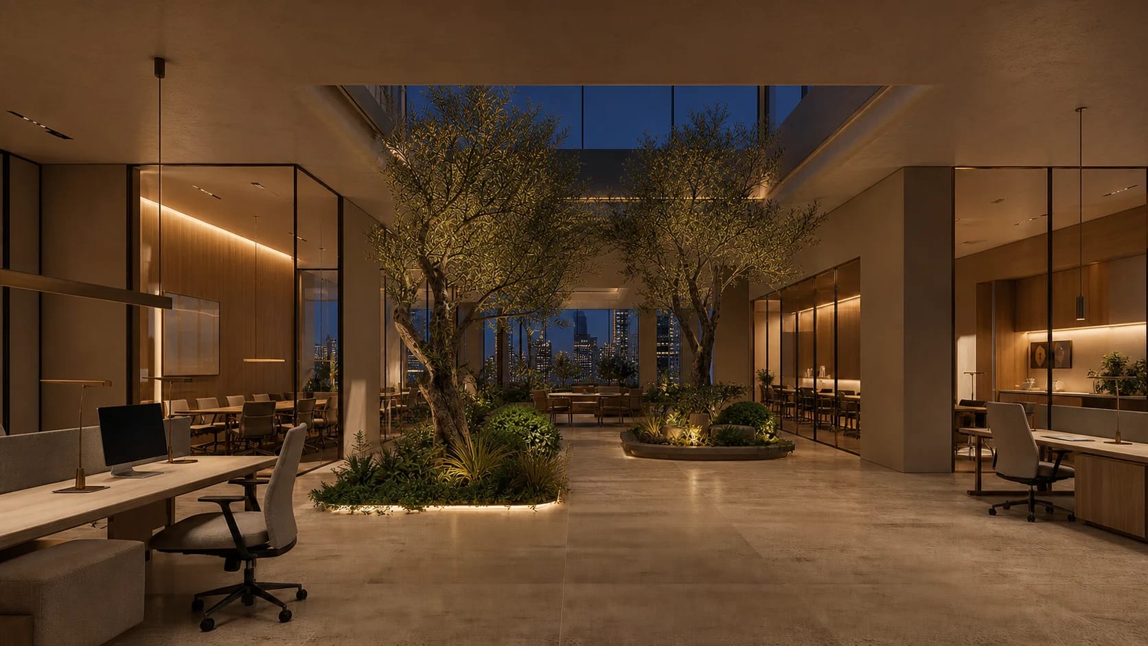 Terra Courtyard Office — Gece