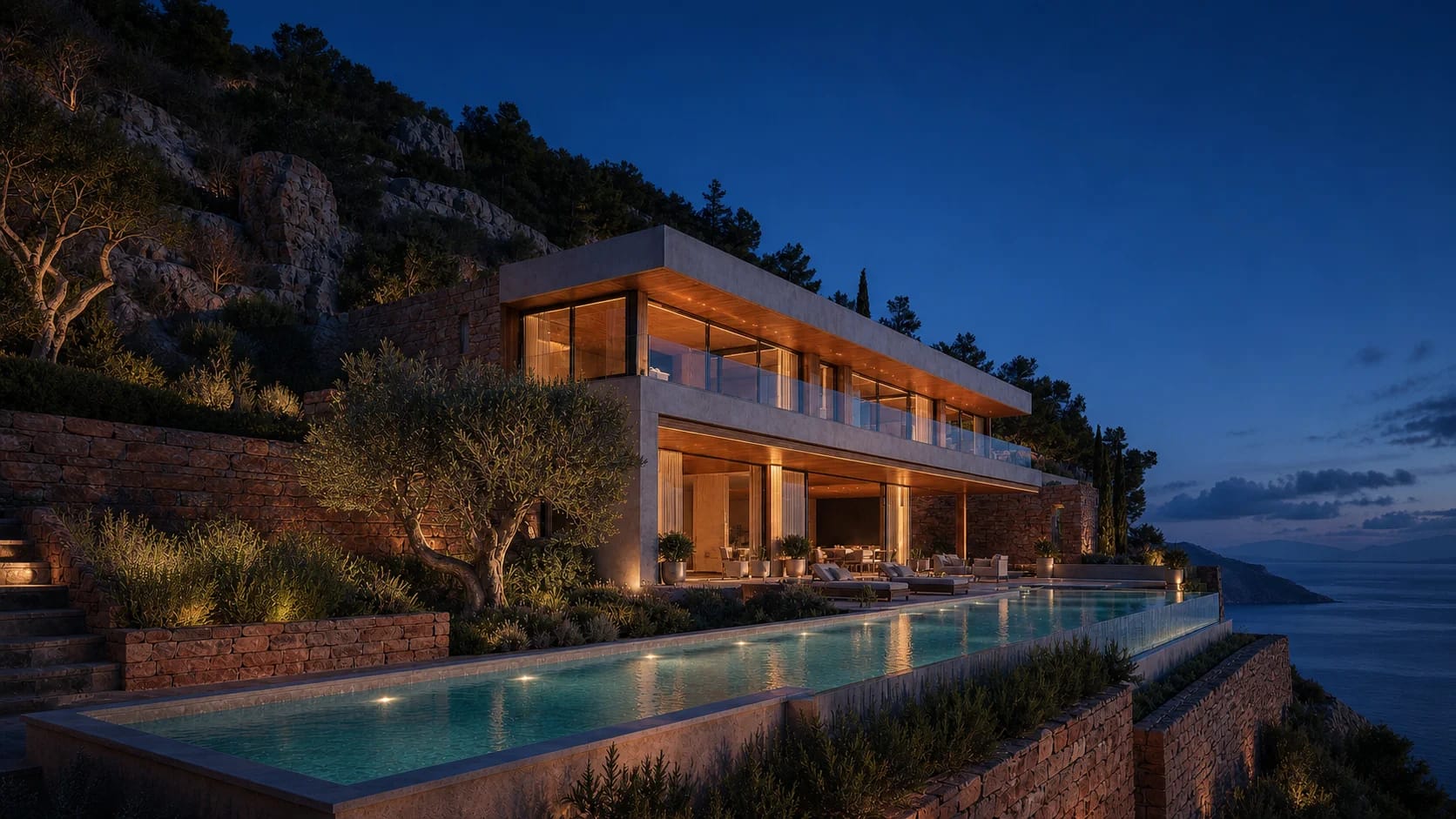 Kızıl Kaya Villa — Nacht